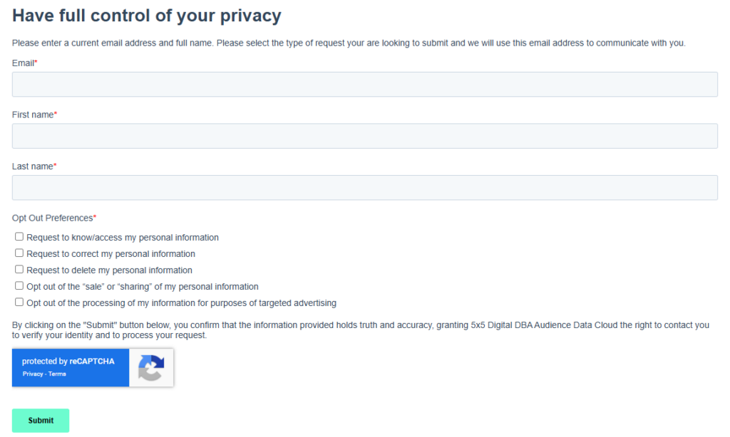 Join5x5 privacy form