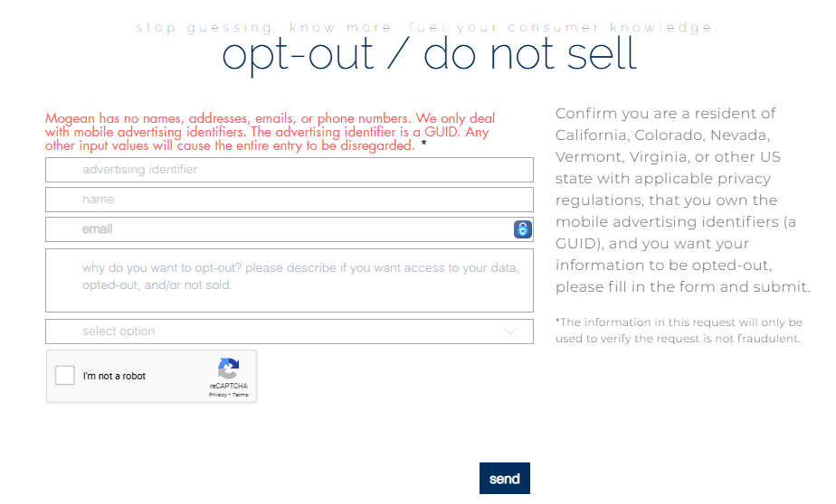 Mogean opt out form