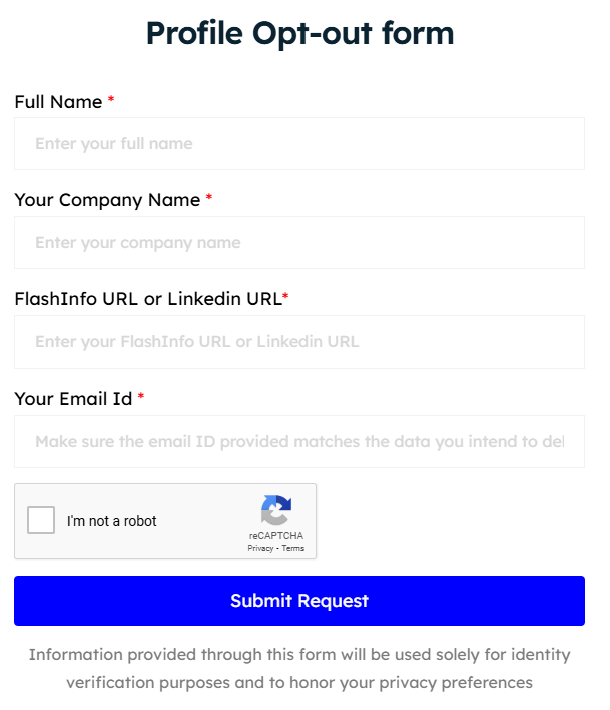 MyFlashCloud opt-out form