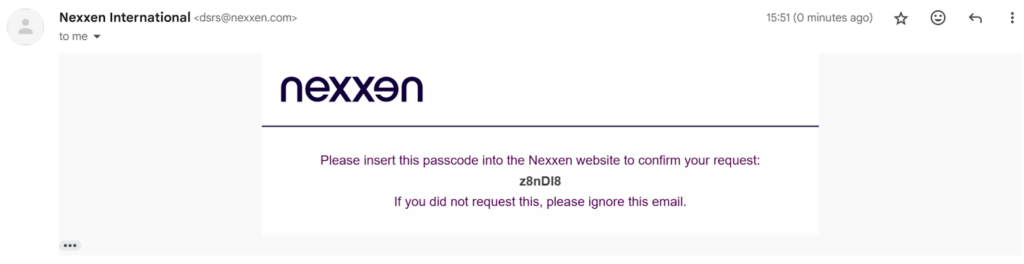 Nexxen email passcode 