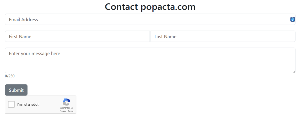 PopActa contact form