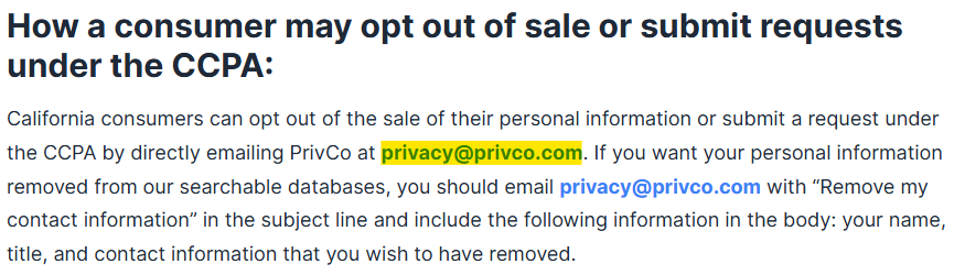 PrivCo 'How a consumer may opt out of sale or submit requests under the CCPA'