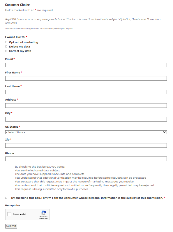 RayCDP opt out form