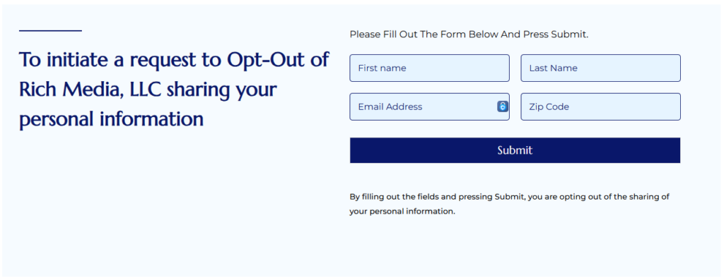 RichMediaLLC opt out form