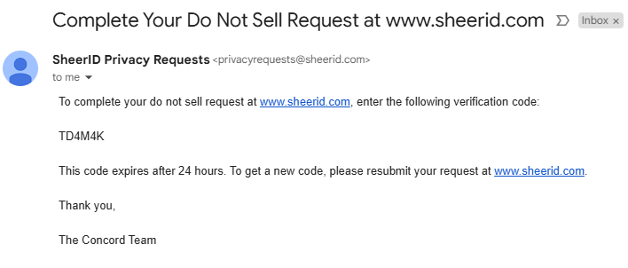 SheerID email code