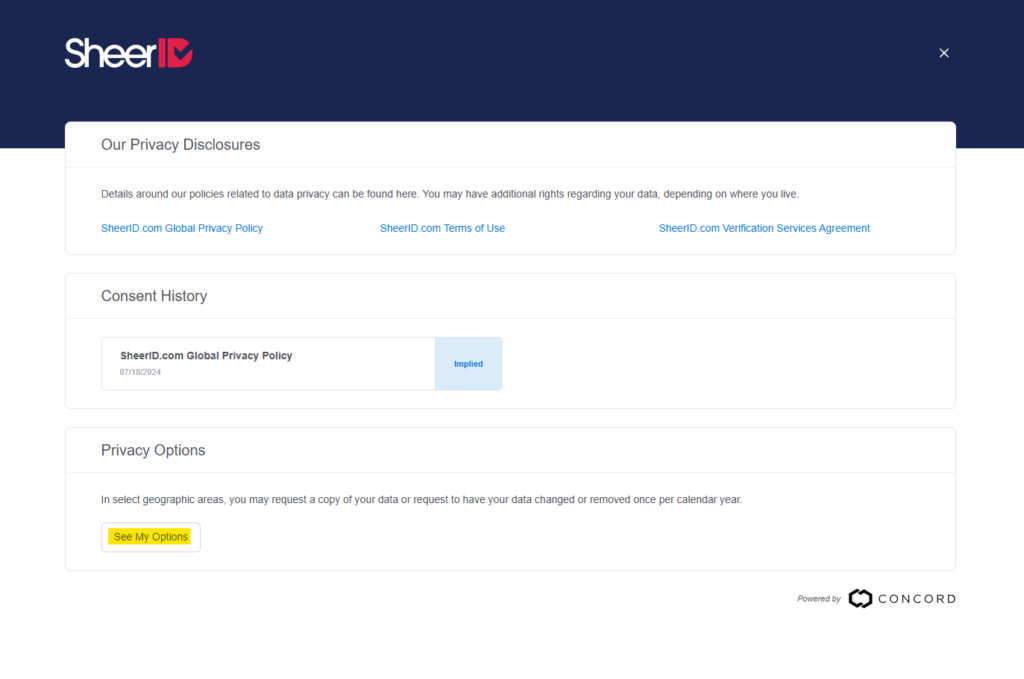 SheerID Privacy Options 