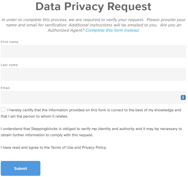 Steppingblocks Data Privacy Request form