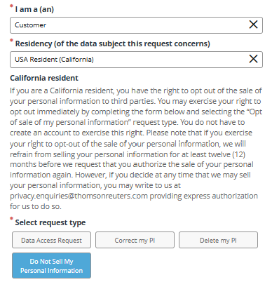 ThompsonReuters opt out form