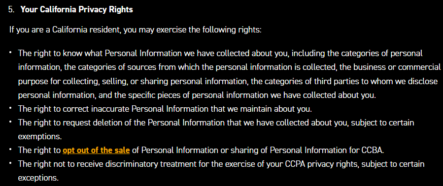 UnearthCampaigns 'Your California Privacy Rights' 