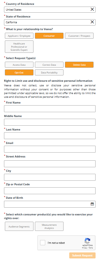 Veeva opt out form