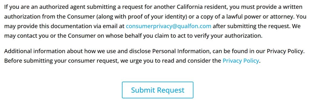 Qualfon opt-out request page