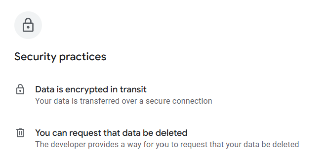 Fandom security practices (according to Google Play)