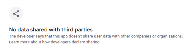 MX Player 'No data shared with third parties' as per Google Play