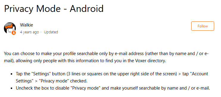 Voxer Privacy Mode