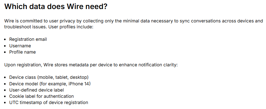 Which data does Wire need? 