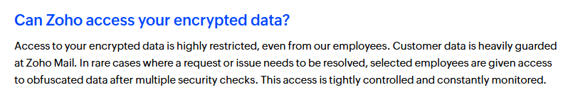 Can Zoho access your encrypted data? 