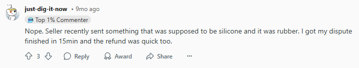 AliExpress positive Reddit post