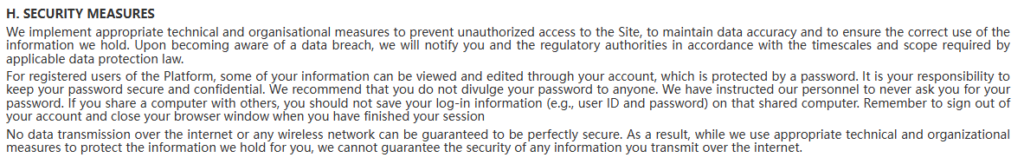 AliExpress security measures as per its privacy policy