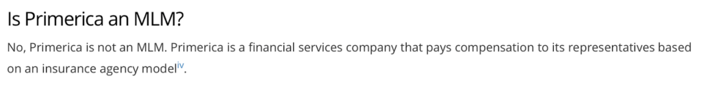 "Is Primerica an MLM?" according to Primerica