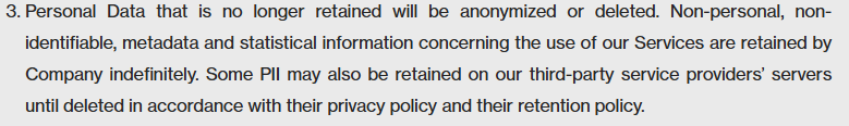 Buff - what happens to data that is no longer retained