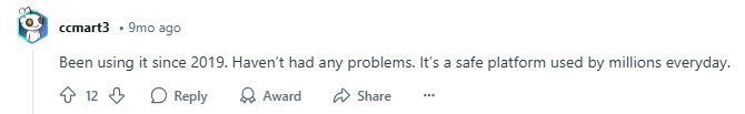 Reddit post from a Robinhood user on their experience with the platform