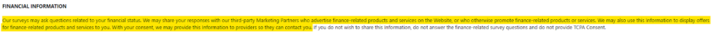 Flash Rewards "Financial information"