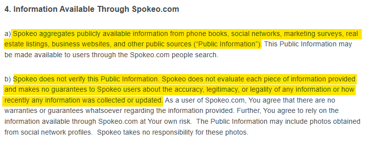 Information available trough Spokeo.com