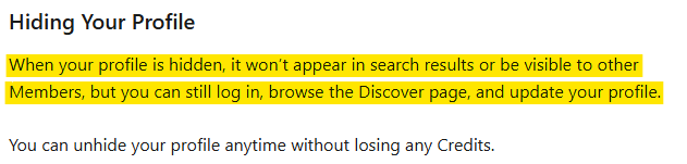 Hiding your profile on Ashley Madison