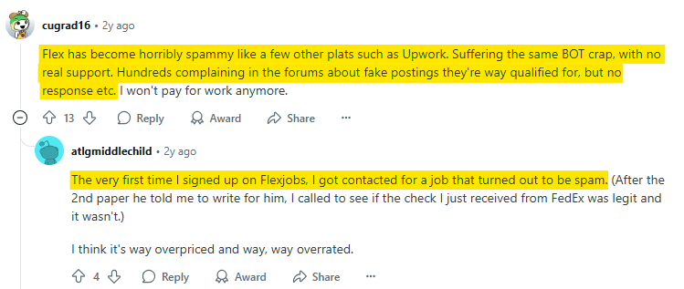 Redditors' experience with Flexjobs 