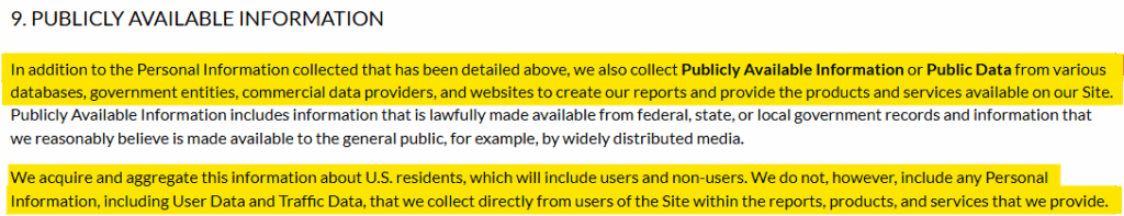 Intelius "Publicly available information" 