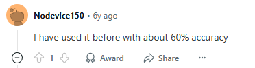 Reddit comment about Intelius accuracy 
