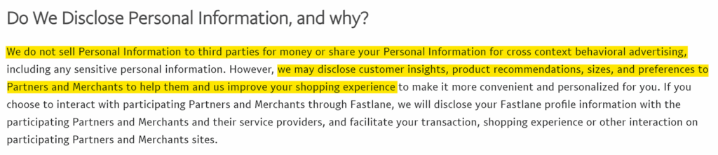 PayPal "Do We Disclose Personal Information, and why?"