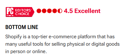 Shopify PCMag rating ("Excellent")