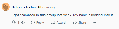 Redditor saying they were scammed in the Milwaukee Tools Facebook group