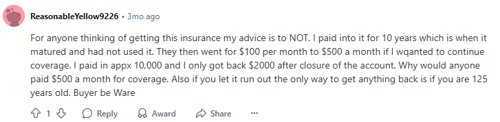 Redditor's experience with Colonial Penn