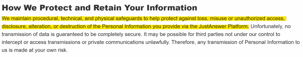 JustAnswer security