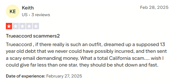 TrueAccord Trustpilot review