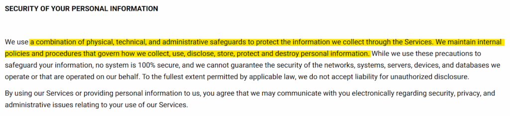 Whatnot "Security of your personal information"