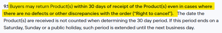 Back Market terms of service returns section 