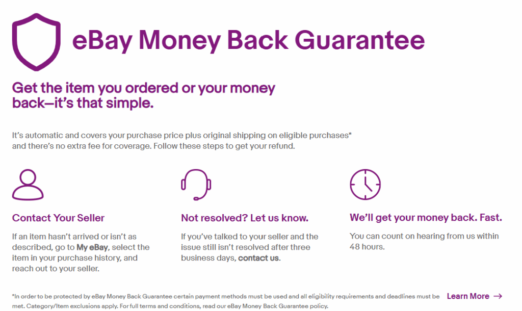 eBay Money Back Guarantee 