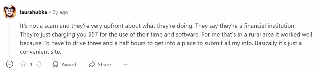 Reddit post about GovPlus