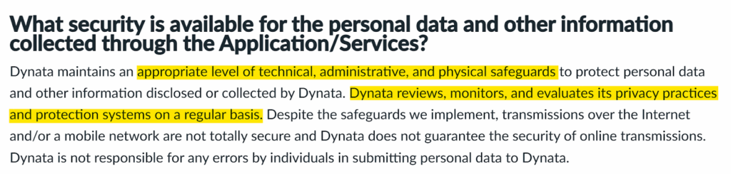 Branded Surveys privacy policy 'What security is available for the personal data and other information collected through the Application/Services?' section 