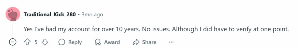 Positive Reddit post about ID.me