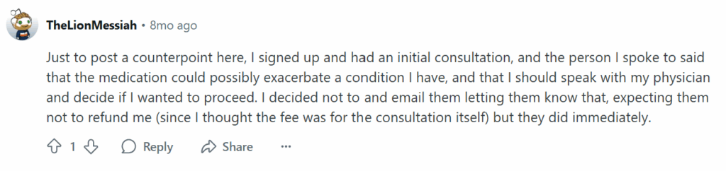 Positive Reddit post about LifeMD