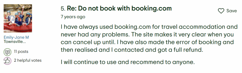Forum post "Do not book with booking.com"