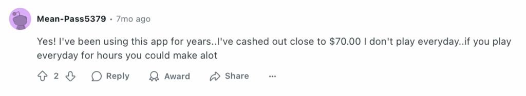 Positive Reddit post about JustPlay