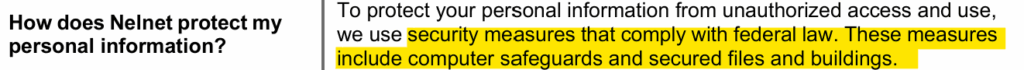 Nelnet privacy policy 'How does Nelnet protect my personal information?' section
