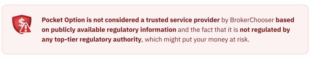 Pocket Option Broker Chooser warning