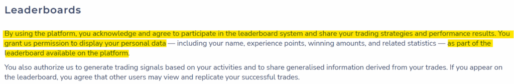 Pocket Option information about leaderboards and your privacy