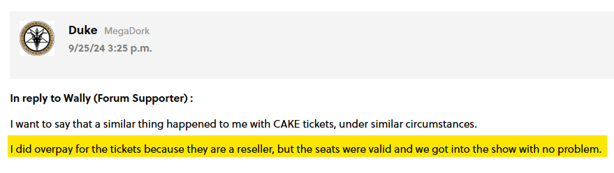 Internet forum user's review of Tickets-Center.com